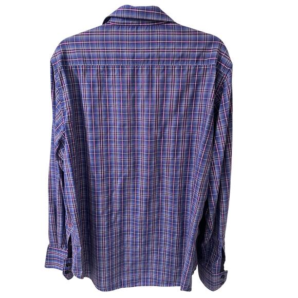 Robert Graham Plaid Classic Fit Blue Pink Cotton Long Sleeve Shirt, XL - Picture 10 of 10